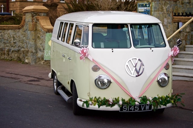 9 Tips to Make Your Wedding More Eco-Friendly, a wedding van.