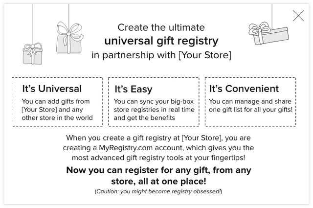 It’s Universal: One Easy Update Will Take Your Gift Registry to the Next Level, create a universal registry page.
