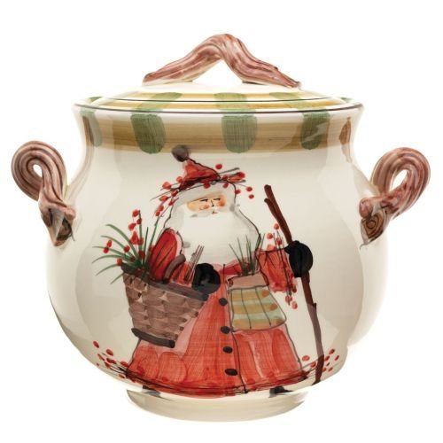 Holiday Serveware that Shines as Brightly as Christmas Morning, Vietri Old St. Nick Biscotti Jar