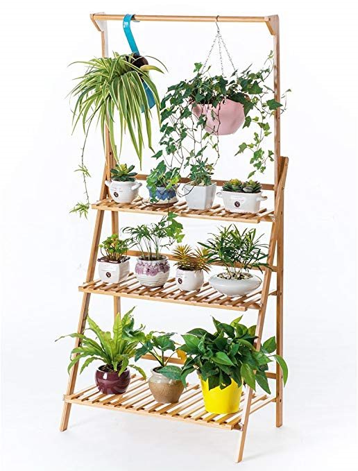 Best Wedding Registry Gifts for Gardeners, Bamboo 3-Tier Hanging Plant Stand 