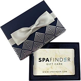 10 Great Gift Ideas for the Bride-to-Be, a spa gift card sitting inside a navy blue gift box.