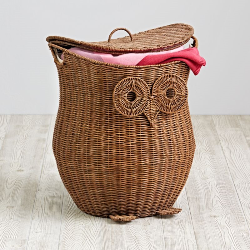 How to Organize All That Baby Stuff at Home, Woven Owl Hamper