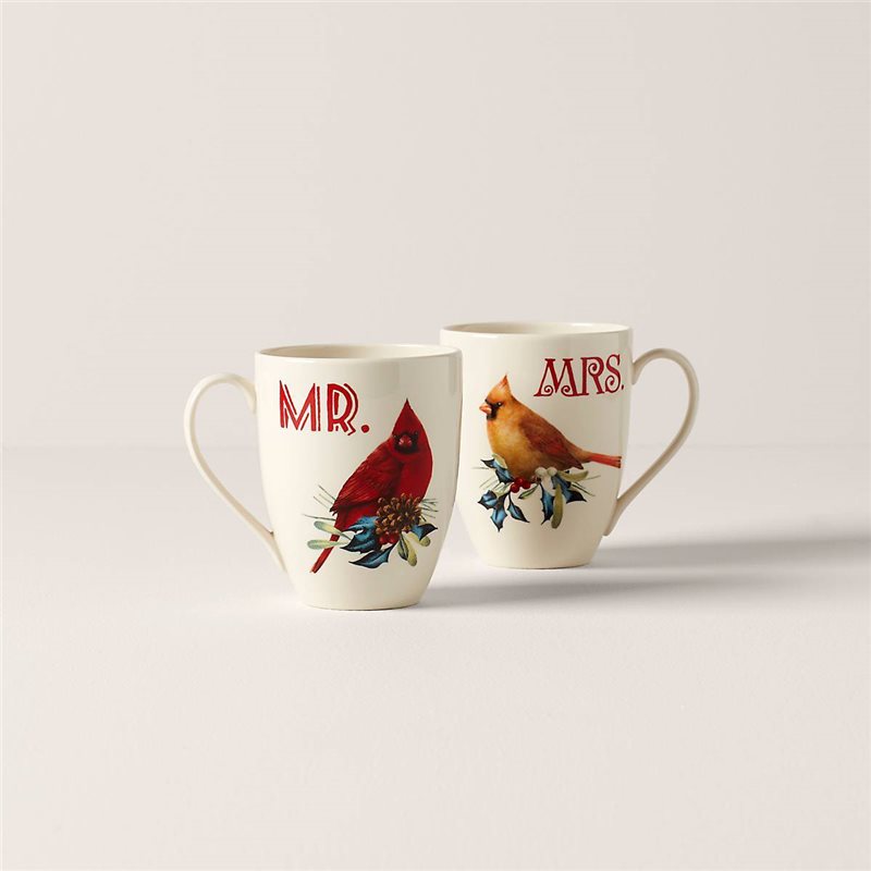 Heirloom-Worthy Wedding Gifts, Winter Greeting Mr. & Mrs. Mug Set