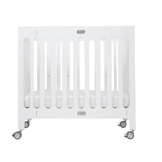 Small-Space Nursery Solutions with Style to Spare, Bloom Alma Mini White Crib