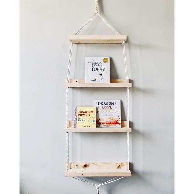 How to Convert a Toddler Room to a Toddler + Baby Shared Bedroom, 4-Tier Macrame Bookshelf