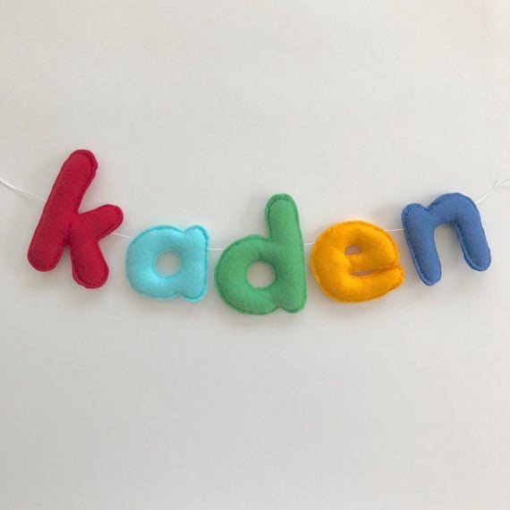 How to Convert a Toddler Room to a Toddler + Baby Shared Bedroom, Custom Colors Felt Name Garland 