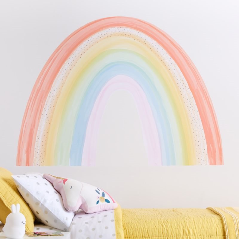 How to Convert a Toddler Room to a Toddler + Baby Shared Bedroom, Rainbow Wall Decal