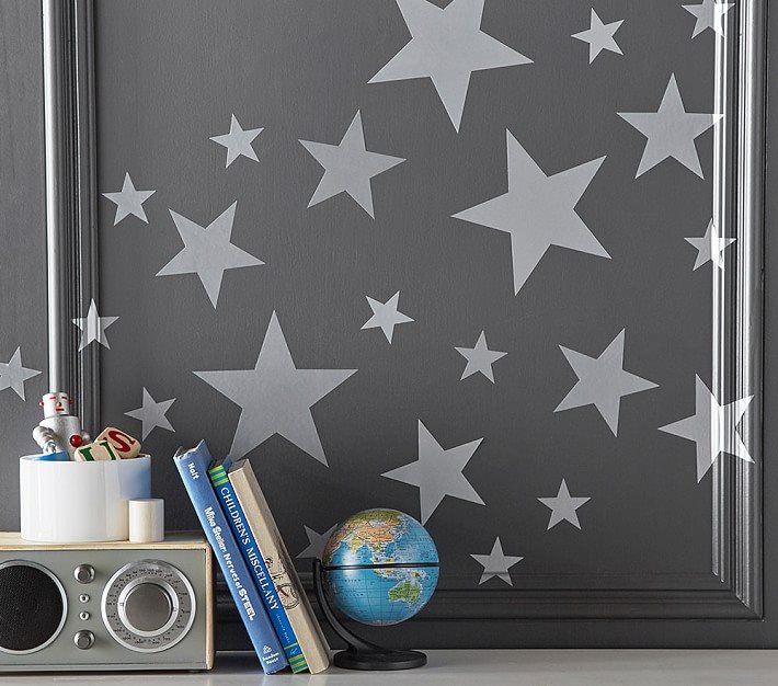 How to Convert a Toddler Room to a Toddler + Baby Shared Bedroom, Silver Star Wall Decals