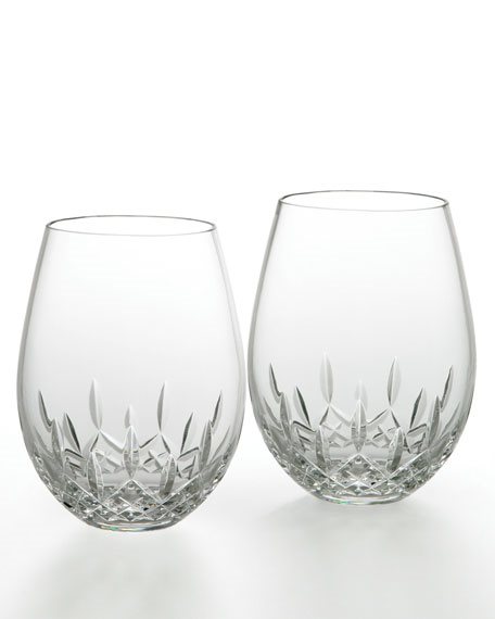 Lismore Nouveau Stemless Red Wine Glasses, Waterford Crystal