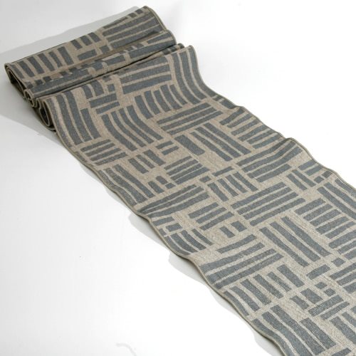 Maze Block Printed Table Runner, Willow Ship