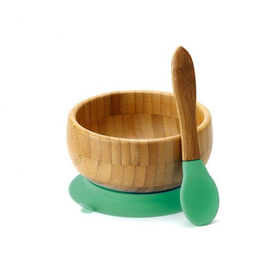 Avanchy Bamboo Stay Put Bowl & Spoon, Avanchy