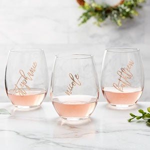 Vinyl Personalized Rosé Wine Glass Collection, Personalization Mall