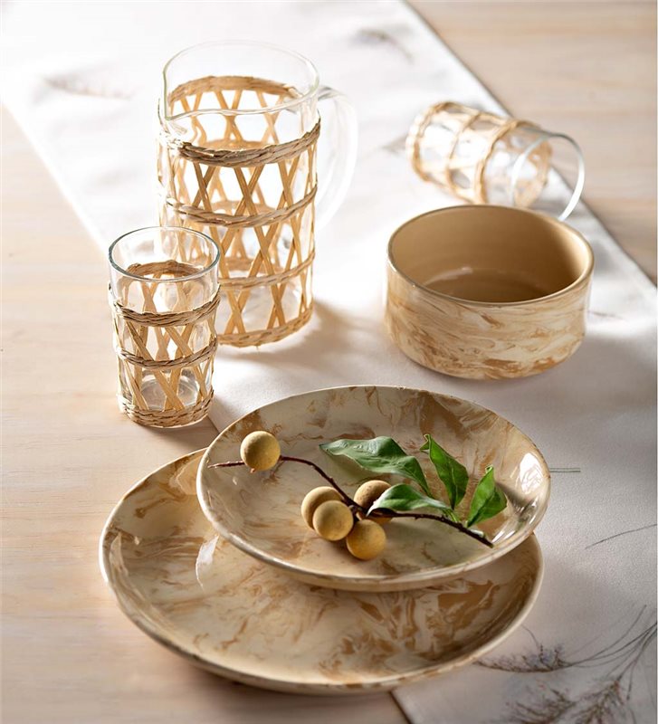 Marbleized Ceramic 12-Piece Dinnerware Set
