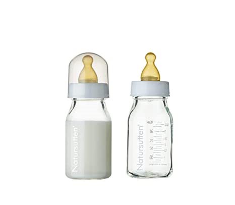 Natursutten Glass Baby Bottles with Natural Rubber, Slow-Flow Nipples