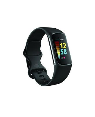 Fitbit Charge 5 Black Silicone Band Fitness and Health Tracker | Macy's