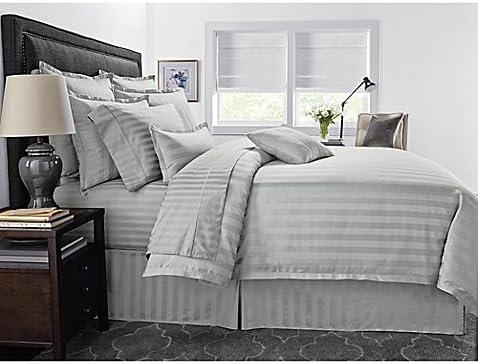 Wamsutta PimaCott Damask Stripe Full/Queen Comforter Set in Silver | Amazon