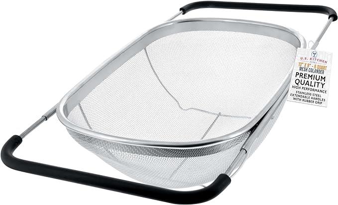 U.S. Kitchen Supply - Over The Sink Stainless Steel Oval Colander | Amazon