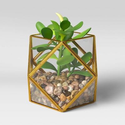 Artificial Succulent Plant With Brass Terrarium | Target