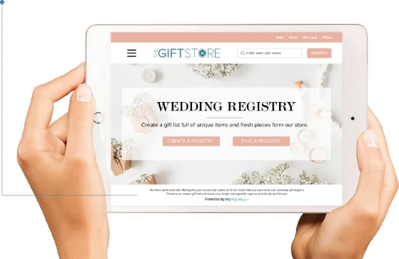 It’s Universal: One Easy Update Will Take Your Gift Registry to the Next Level, a picture of a woman holding an iPad, trying to create a wedding registry.