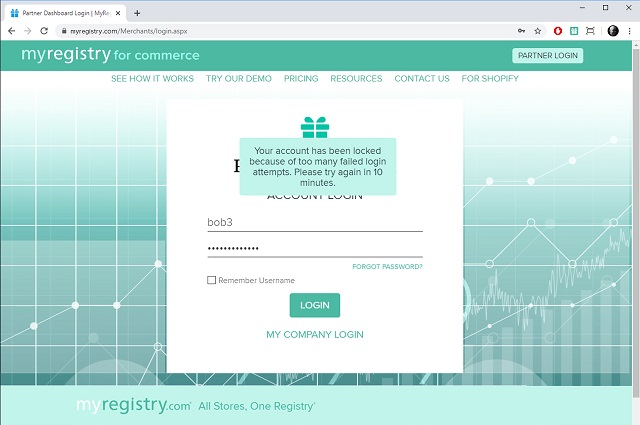 Your Data Deserves Safe, Secure Access, MyRegistry's partner log in page.
