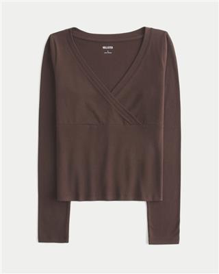 Womens Long-Sleeve Wrap Front Baby Tee | Womens | HollisterCo.com