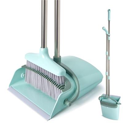 XXXFLOWER Broom and Dustpan Set for Home, Broom with Dustpan Cleaning Teeth Combo Set, Indoor Sweep Broom, 55” Long Handle Broom for Office Home Kitch