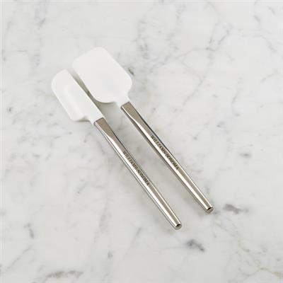 Williams Sonoma Silicone Mini Spatula & Spoonula with Stainless-Steel Handle, White