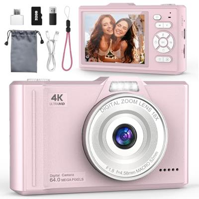 QIVORO Digital Camera, 4K Portable Point and Shoot Camera with 32GB SD Card