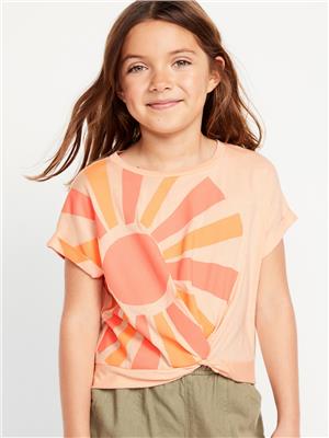 H- Printed Short-Sleeve Twist-Front T-Shirt for Girls | Old Navy
