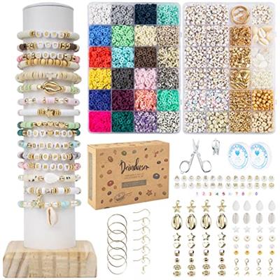Harper - Deinduser Bracelet Making Kit, 7800pcs Clay Bead Set, 24 Colors 2 Boxes Bead Kit for Adults, Flat Preppy Beads, Gold Letter, Number & Pattern