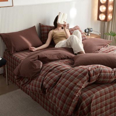 Vintage Subtle Plaid Cotton Bedding Set
 – au.ownkoti