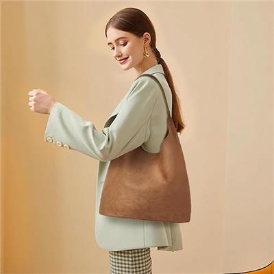 Amazon.com: Suede Hobo Tote Bag for Women Stylish Slouchy Shoulder Bag Soft Leather Handbag Suede Purses for Work Everyday (Brown) : Clothing, Shoes &
