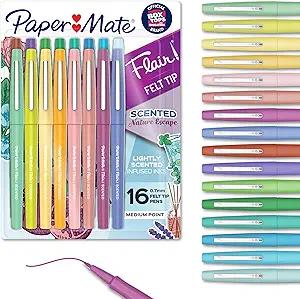 Amazon.com : Paper Mate Flair Nature Escape Scented Felt Tip Pens, Medium Point (0.7mm), Assorted Colors, 16 Count - Perfect for Journaling, Writing,