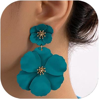 Amazon.com: ZENCHEER Flower Clip On Earrings - Floral Petal Drop Earrings Statement Hypoallergenic Flower Stud Earring for Women Wedding Jewelry Gifts