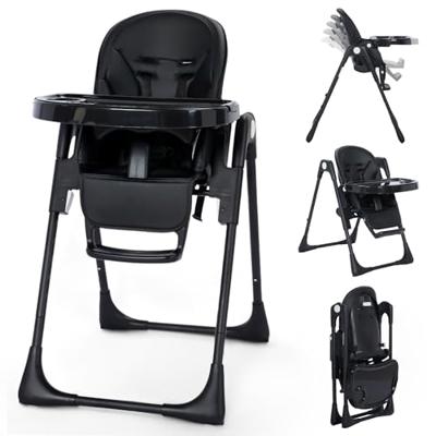 Kinder King Convertible High Chair for Babies & Toddlers, Adjustable Baby Feeding High Chair with Removable Double Tray, Simple Compact Fold for Space