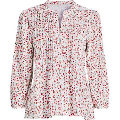 Womens Lightweight Jersey Button Pintuck Top | Lands End