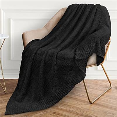 PAVILIA Plush Knit Throw Blanket for Couch, Super Soft Fluffy Throw, Fuzzy Lightweight Blanket for Bed Sofa, Knitted Warm Cozy All Season Throw Blanke