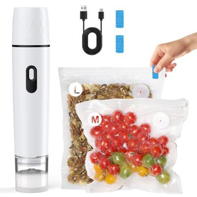 TURNRISE Compact Vacuum Sealer for Food: Visible Water Tank Handheld Vacuum Sealer with 15 Reusable Bags for Seal Meal Saver, Portable Food Sealer, Gi