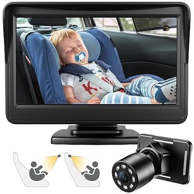 Baby Mirror for Car, Back Seat Baby Car Camera with Night Vision, View Infant in Rear Facing Seat with 4.3-Inch HD Display, Observe The Babys Every M