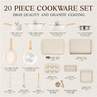 Amazon.com: Bakken-Swiss 20-Piece Kitchen Cookware Set – Granite Non-Stick – Eco-Friendly – for All Stoves & Oven-Safe: Home & Kitchen