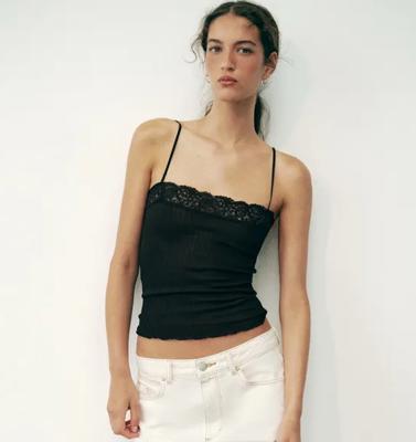 LACE STRAPPY TOP - black | ZARA Canada