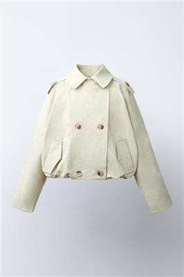 CROPPED ELASTIC HEM TRENCH COAT - Mid-ecru | ZARA Canada