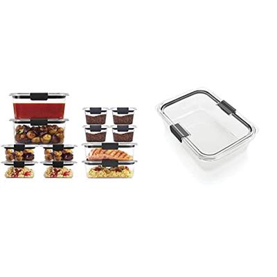 Rubbermaid Brilliance Storage Plastic Lids | BPA Free, Leak Proof Food Container, Clear, 24-Piece & Brilliance Food Storage Container, Large, 9.6 Cup,