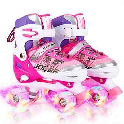 Sowume Adjustable Kids Roller Skates for Girls and Women, All 8 Wheels of Girls Skates Shine, Safe and Fun Illuminating for Beginner