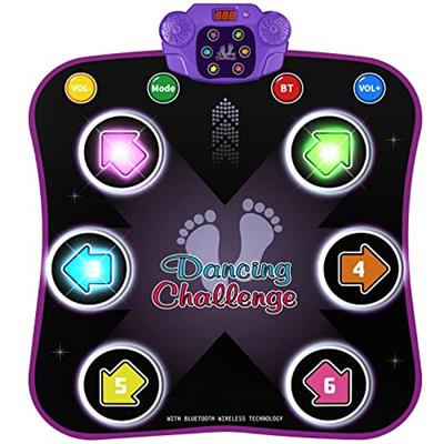 Flooyes Dance Mat Toys for 3-12 Year Old Kids, Electronic Dance Pad with Light-up 6-Button Wireless Bluetooth, Music Dance with 5 Game Modes, Birthday