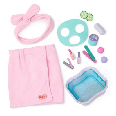 Our Generation Spa Day Fun Foot Bath & Face Mask Accessory Set for 18 Dolls: Includes Headband, Nail File, Nail Polish : Target