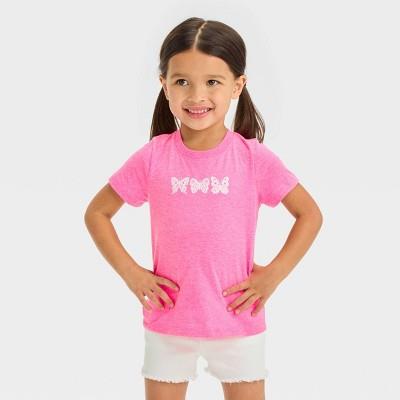 Toddler Girls Butterfly Short Sleeve T-shirt - Cat & Jackâ„¢ Pink 5t: Crewneck, Jersey Fabric, Oeko-tex Certified : Target