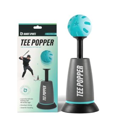 Bandit Sports Tee Popper, Durable Nylon Strength, Batting Tee for Perfect Swings, Baseball Training for Hitting Without a Pitcher 1 Popper Ball Includ