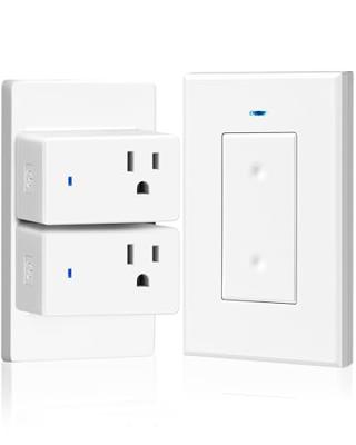 WILAWELS Remote Control Outlet Wireless Light Switch, Removable Remote Outlet Switch Kit for Lamps, Lights, Appliance, Expandable, 100ft RF Range, FCC