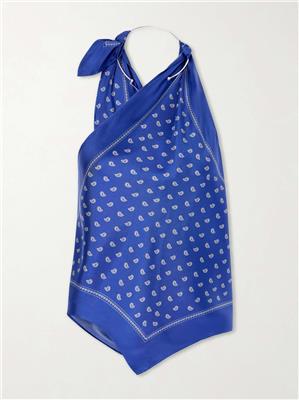 CHRISTOPHER ESBER One-shoulder embellished bandana-print silk top | NET-A-PORTER